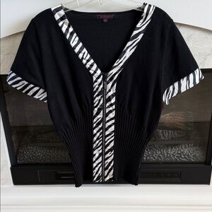 Black and Zebra Print Top